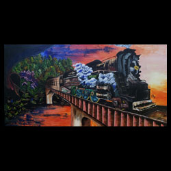 Locomotive at Dusk / Acrylic